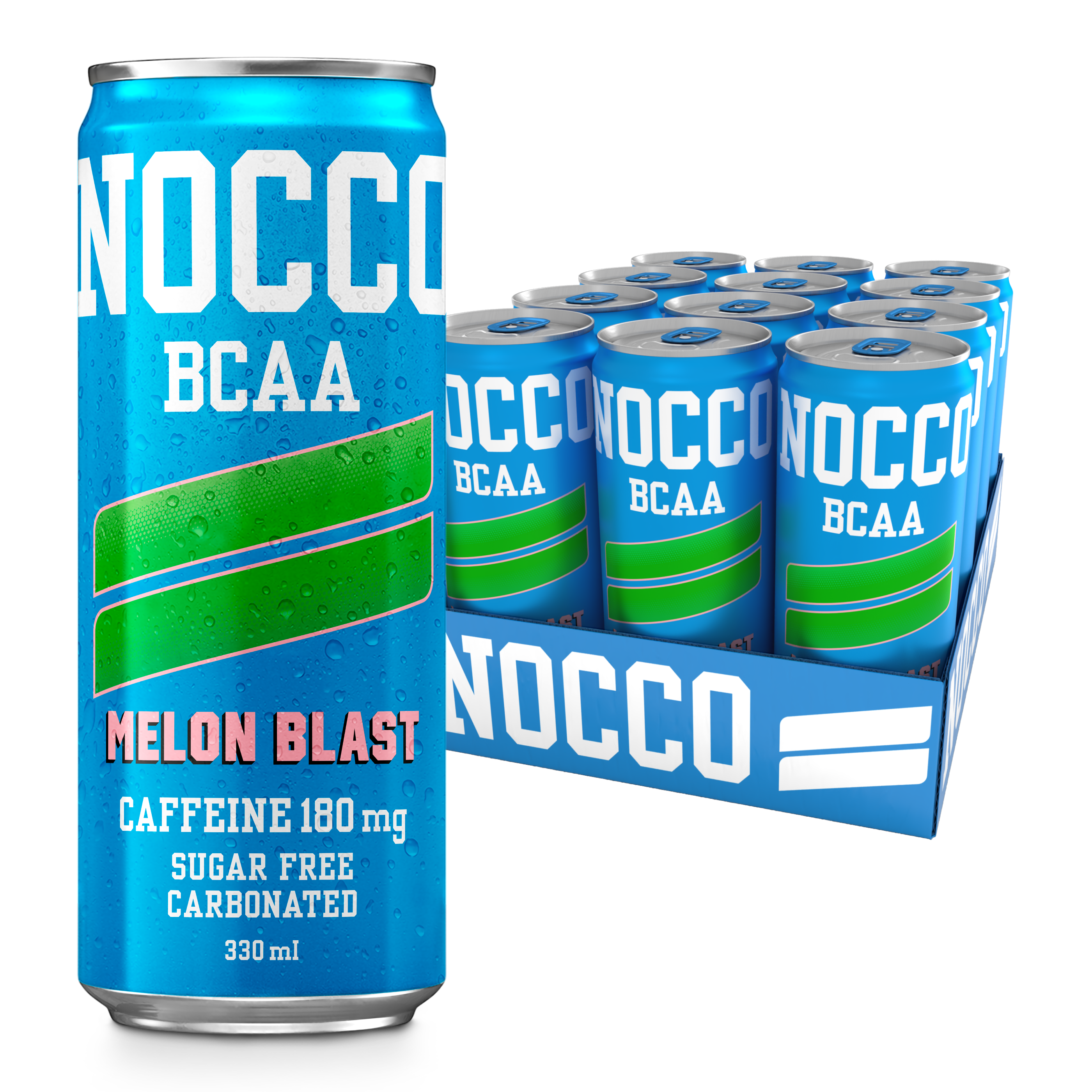 Tray of Nocco Melon Blast cans